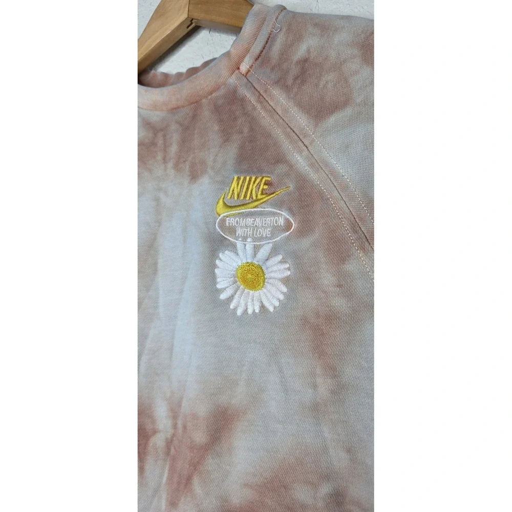 Nike From Beaverton W/ Love Orange Tie Dye Crew Sweatshirt YXL/WXS Pullover Boho